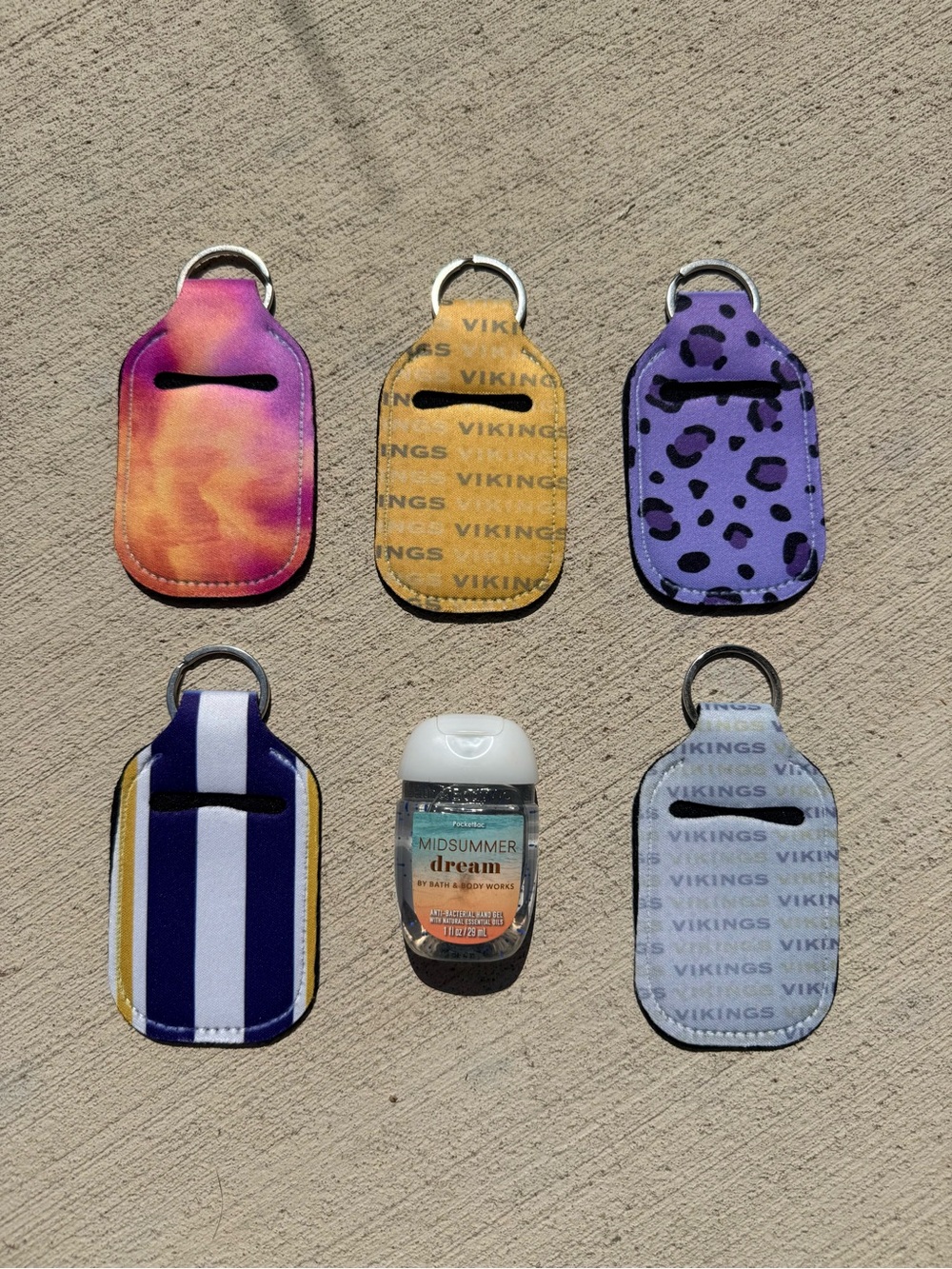 NWOT-Colorful Hand Sanitizer Holder Keychains (5)